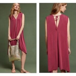 Anthropologie Eri + Ali Briella Tunic Dress Size XS Berry Red Boho‎ Boxy Flowy
